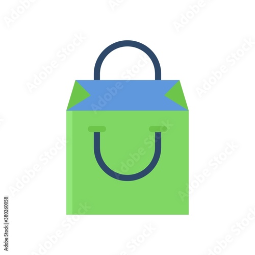 supper market or online shopping related shopping bag with handles vector in flat style,