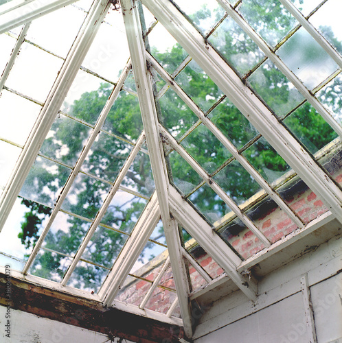 Glass summer house roof details. photo
