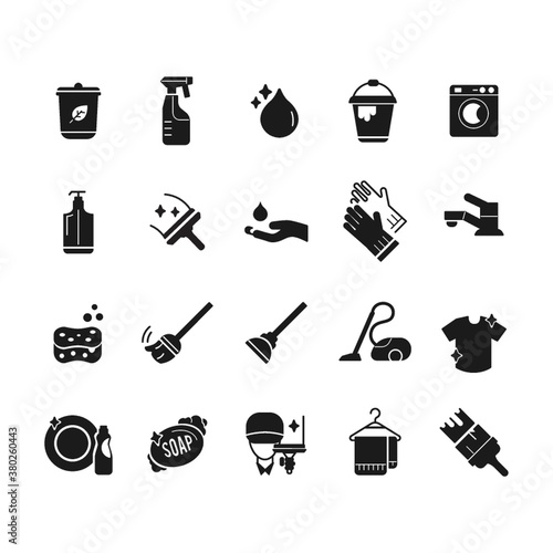 set of cleaning icons