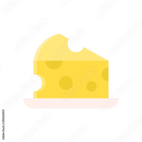 supper market or online shopping related cheese with circle and plate vector in flat style,