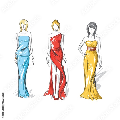 collection of fashion model sketches