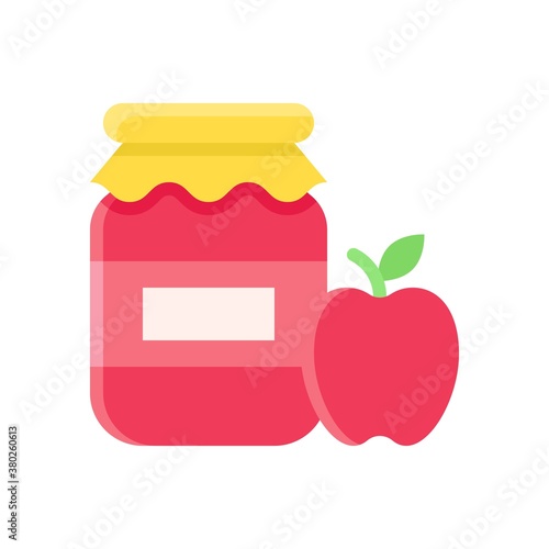 supper market or online shopping related apple jam jar or bottle with apple vector in flat style,