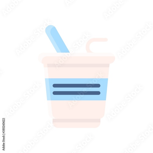 supper market or online shopping related yogurt in cup with spoon vector in flat style,