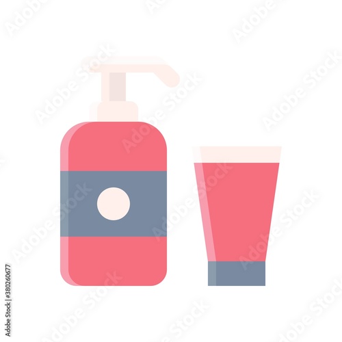 supper market or online shopping related sanitizer bottle with glass vector in flat style,