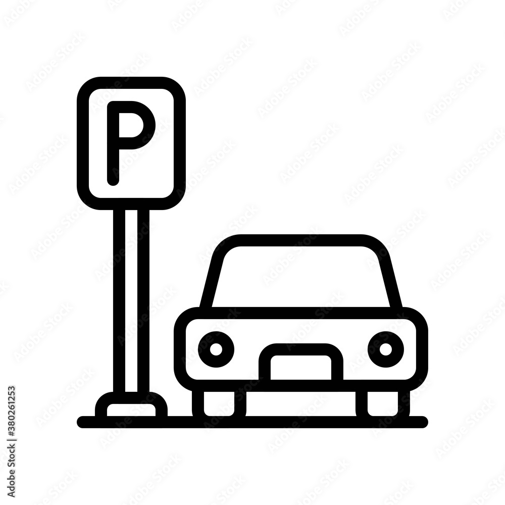 supper market or online shopping related car with parking board vector in lineal style, supper market or online shopping related car with parking board vector in lineal style,