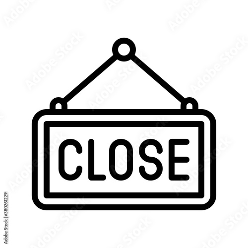 supper market or online shopping related store close board with hanging huck vector in lineal style,