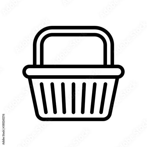 supper market or online shopping related shopping basket with handle vector in lineal style,