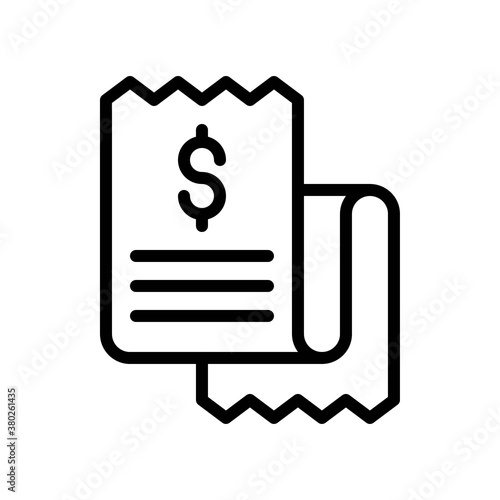 supper market or online shopping related shopping bill with dollar sign vector in lineal style,
