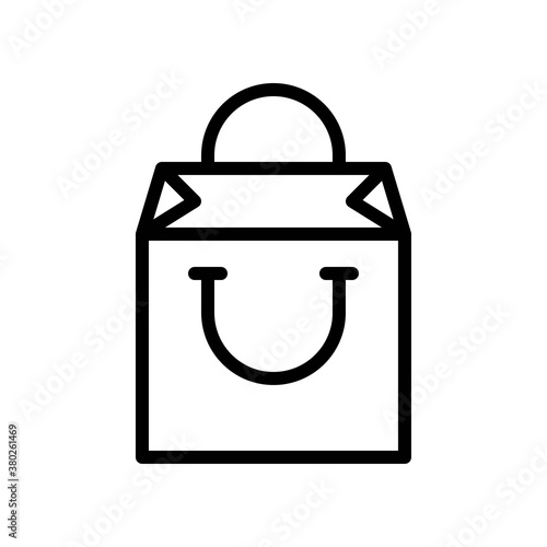 supper market or online shopping related shopping bag with handles vector in lineal style,