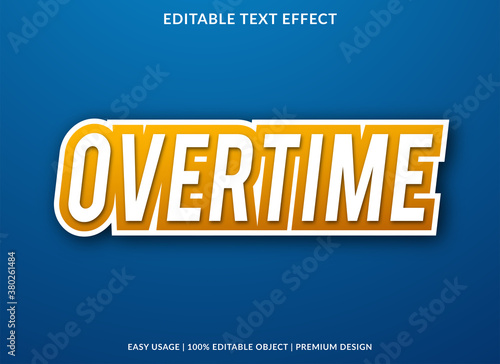 overtime text effect template with bold and sans style use for logo and business brand
