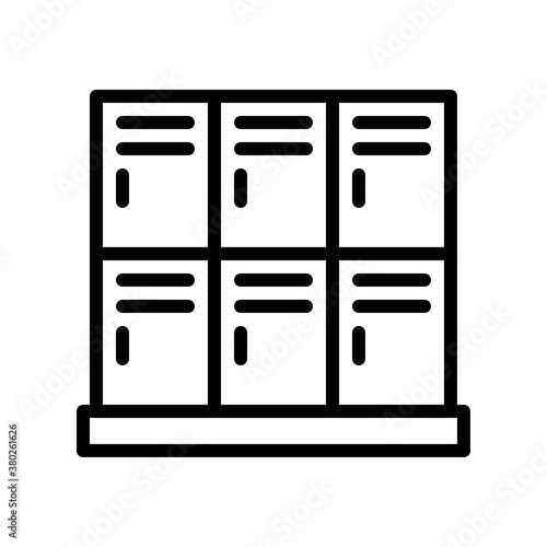 supper market or online shopping related safety cabinet with boxes vector in lineal style,
