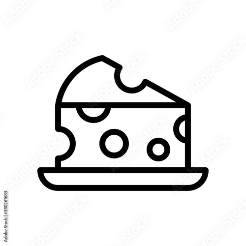 supper market or online shopping related cheese with circle and plate vector in lineal style,