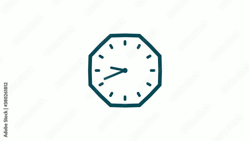 Cyan dark counting down 12 hours clock icon with trick,clock icon on white background Cyan dark counting down 12 hours clock icon with trick,clock icon on white background