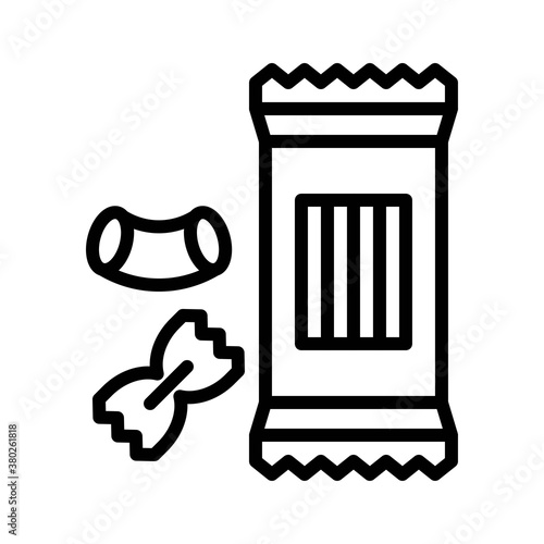 supper market or online shopping related pasta packet with pasta piece vector in lineal style,