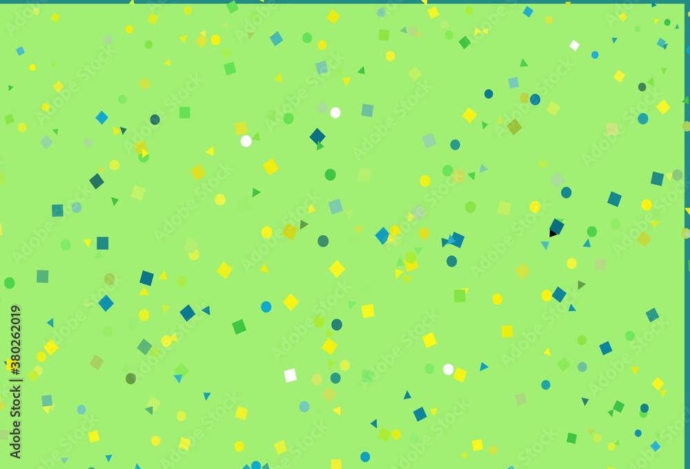 Light Green, Yellow vector template with crystals, circles, squares. Light Green, Yellow vector template with crystals, circles, squares.