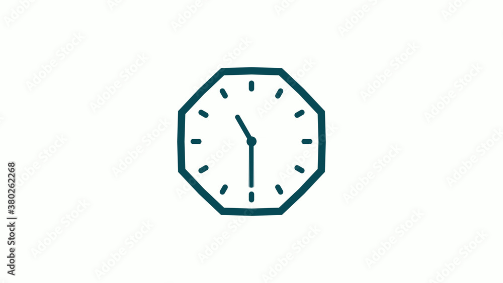 Cyan dark counting down 12 hours clock icon with trick,clock icon on white background Cyan dark counting down 12 hours clock icon with trick,clock icon on white background