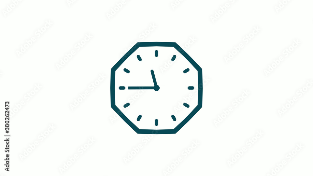 Cyan dark counting down 12 hours clock icon with trick,clock icon on white background Cyan dark counting down 12 hours clock icon with trick,clock icon on white background