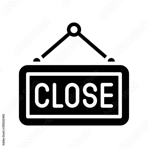 supper market or online shopping related store close board with hanging huck vector in solid design,