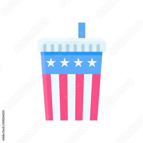 4th of july related united state flag style coffee cup with strips and stars vectors in flat style,