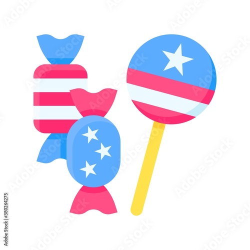 4th of july related united state flag style candies with stars and strips vectors in flat style,