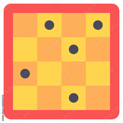 
A chess game board, flat design of checkers icon
