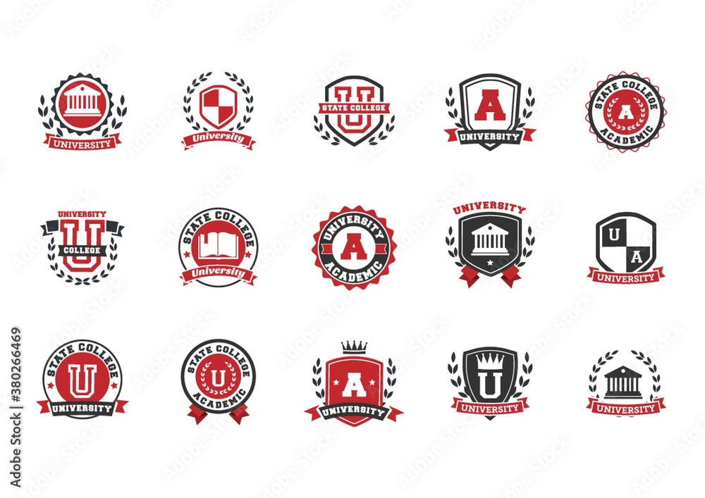 Naklejka premium set of university logo element icons
