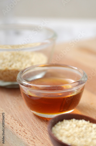 Sesame oil in a glass bowl