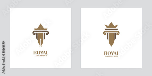 Law Logos with Pen and Antique Columns