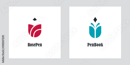 Pencil Logos in Rose and Book Forms
