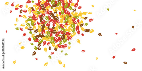 Falling autumn leaves. Red, yellow, green, brown c