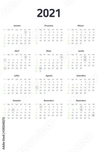 Calendário de Bolso 2021 - PT