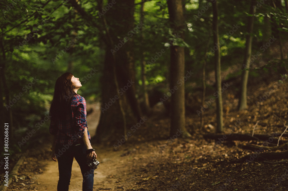 Photographer photographing in the woods Photographer photographing in the woods