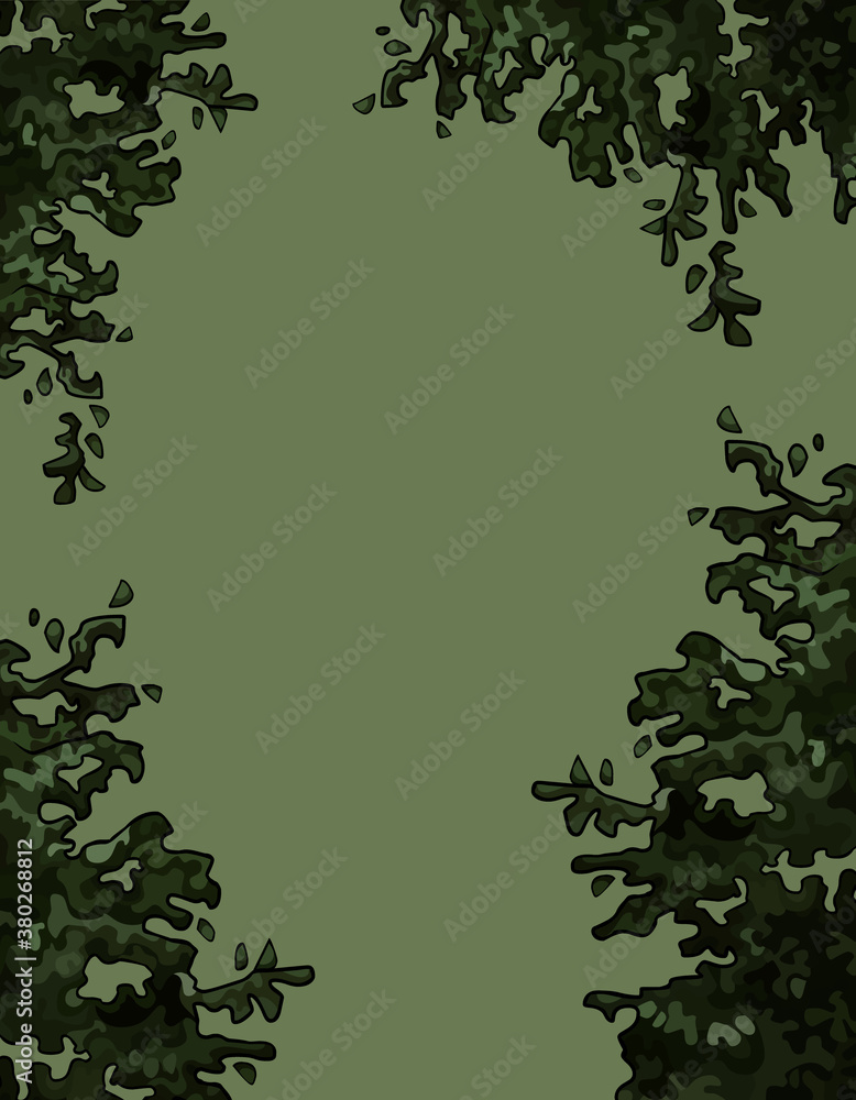 green background with cartoon branches in green leaves green background with cartoon branches in green leaves