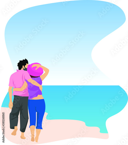 Couple enjoying their holiday at the beach toghether