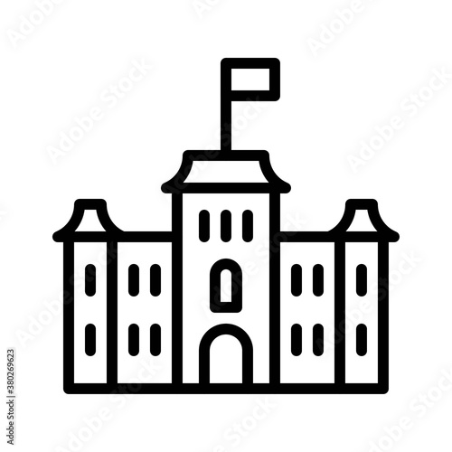 Hawaii icon related iolani palace or building with flag and door vector in lineal style,