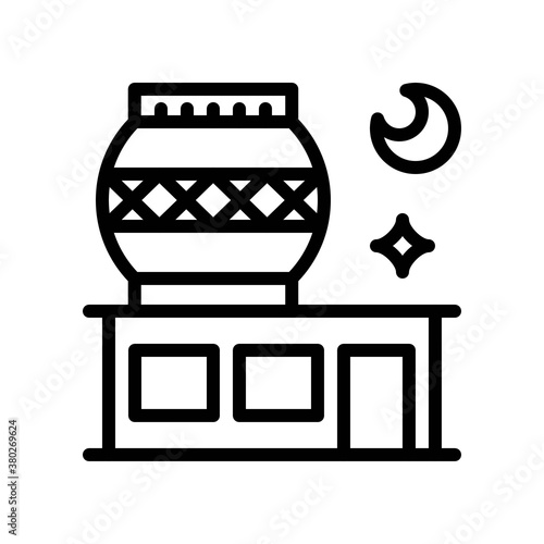 Hawaii icon related hawaii harbour with moon, star and door vector in lineal style,