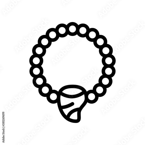 Hawaii icon related flowers necklace or locket with thread vector in lineal style,