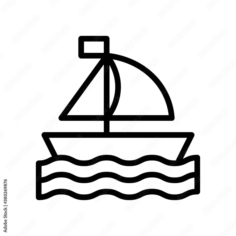 Hawaii icon related boat or ship with cloth, flag and water waves vector in lineal style, Hawaii icon related boat or ship with cloth, flag and water waves vector in lineal style,