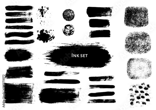 Set of vector ink brush strokes. Collection of  hand drawn graphic element for  grunge backgrounds  banners  creative works