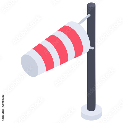 
Flagpole, windsock isometric icon 
