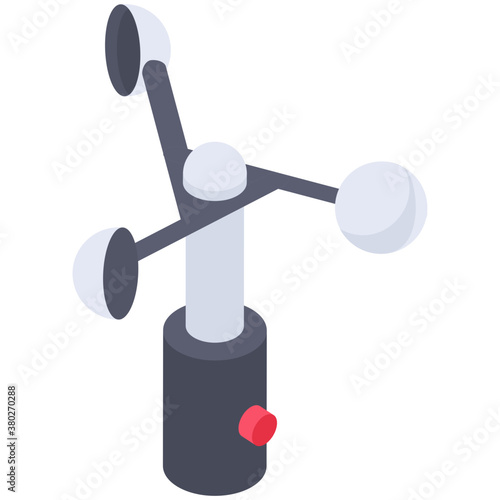 
Wind direction instrument, anemometer isometric icon 
