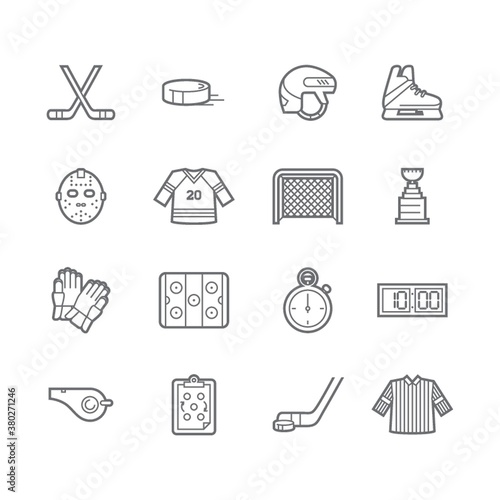 Set of ice hockey icons.