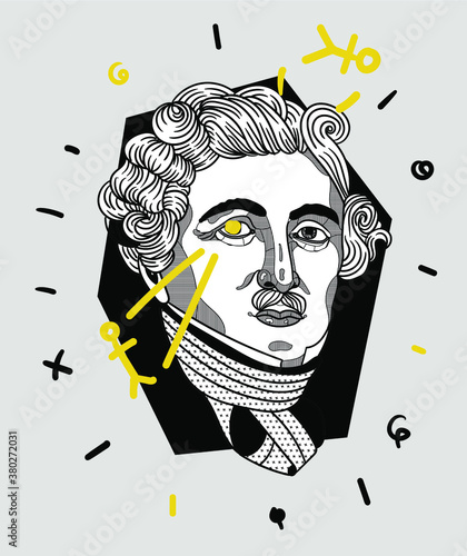 Louis Jacques Mande Daguerre. Vector illustration hand drawn.
