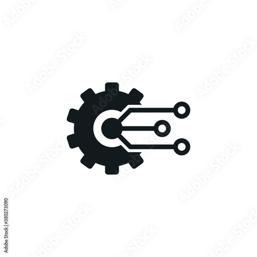 Digital tech - vector business logo template concept illustration. Gear electronic factory sign. Gear technology vector icon, logo template photo