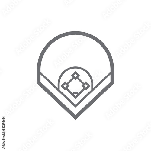 Baseball field dimensions hand drawn illustration.