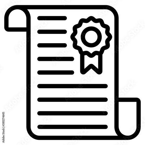 
Diploma icon in flat style, academic certificate in trendy style 
