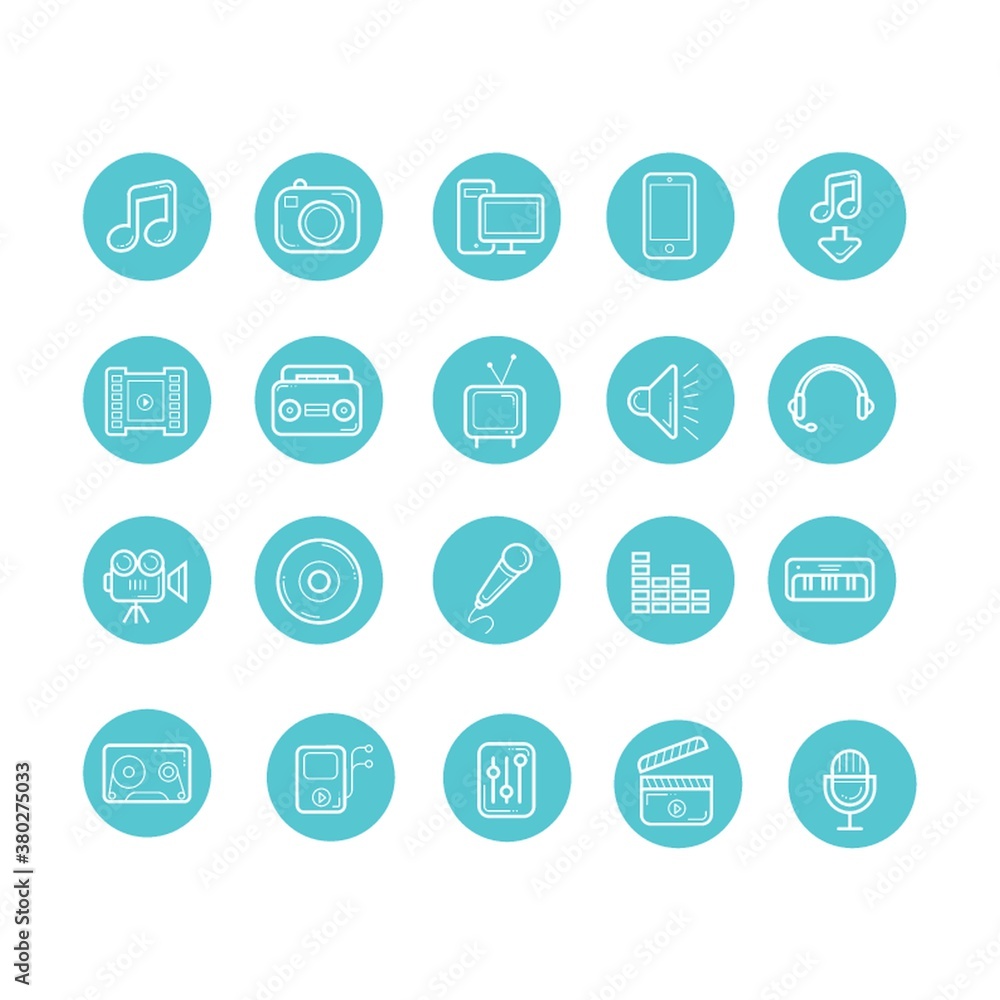 Collection of media icons Collection of media icons