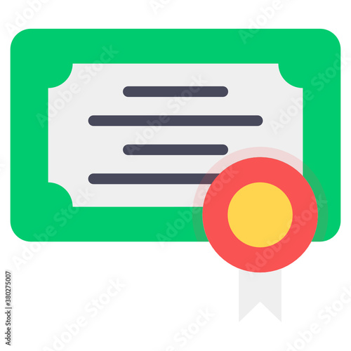 
Degree icon in flat style, certificate in trendy style 
