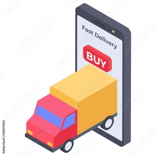 
Fast delivery, isometric icon 
