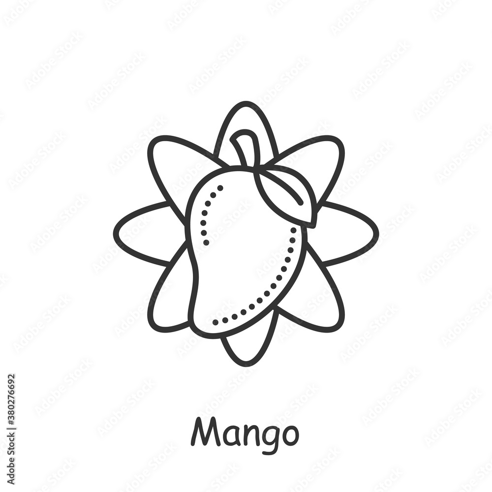 Mango fruit line icon. Tropical, exotic fruit. Sacral, totem plant